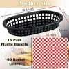 Aoibox 18 Pack Reusable Plastic Fast Food Baskets with 100 Liners, Oval Chip Basket for Burgers, Sandwiches, BBQ Serving, Diners, Food Trucks, Picnics - 2 of 4