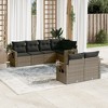 vidaXL 7 Piece Patio Sofa Set with Cushions - Gray Poly Rattan - 2 of 4