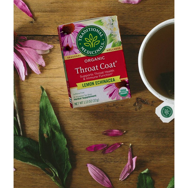 Traditional Medicinals Organic Throat Coat Lemon Echinacea Herbal Tea - 16ct, 6 of 11