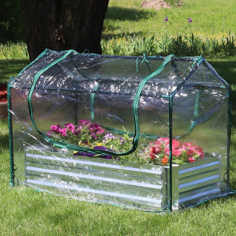 Sunnydaze Steel Raised Garden Bed with PVC Greenhouse Cover - Clear, 3 of 16