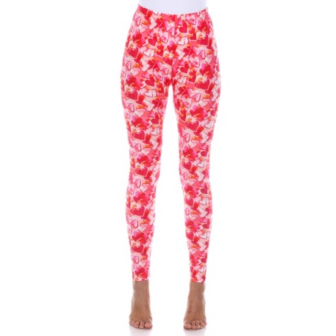 Women's Super Soft Midi-rise Printed Leggings Red Heart One Size Fits Most  - White Mark : Target