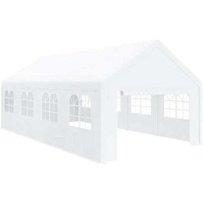 Outdoor Tent,  Waterproof, Windproof and UV Resistant, with Removable Side Walls, for Weddings, Birthday Parties, Carports, White