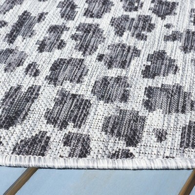 Reversible Round Grey 36" Synthetic Indoor/Outdoor Rug