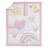 NoJo Happy Days Pink, White, and Yellow Rainbows and Sunshine 4 Piece Nursery Crib Bedding Set - 2 of 4
