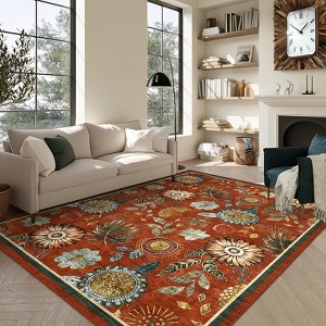 Floral Washable Area Rug: Large Living Room Area Rug - 1 of 4
