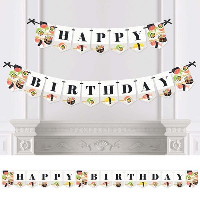 Big Dot of Happiness Let's Roll - Sushi - Japanese Birthday Party Bunting Banner - Birthday Party Decorations - Happy Birthday