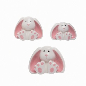 Transpac Dolomite Sweet Bunny Decor Set of 3 Ceramic Animal Figurines for Easter White Tabletop Decorative Objects - 1 of 1