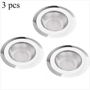3Pcs stainless steel kitchen sink filter, 4.5 "wide side food trap basket for most drain outlets durable and easy to clean drain filter, basket filter - 1 of 4