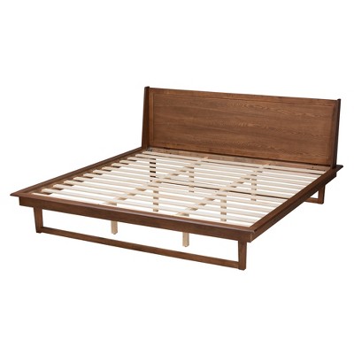Macayle Walnut Wood Queen Platform Bed with Headboard