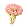 Ross-Simons Pink Coral and 0.20 ct. t.w. White Zircon Floral Ring in 18kt Gold Over Sterling - 3 of 4