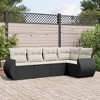 vidaXL 5 Piece Patio Sofa Set with Cushions Black Poly Rattan - Black and Cream Without Table - 2 of 4