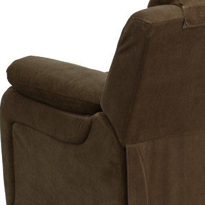 Cozy Spot Brown Microfiber Kids Recliner with Cup Holder