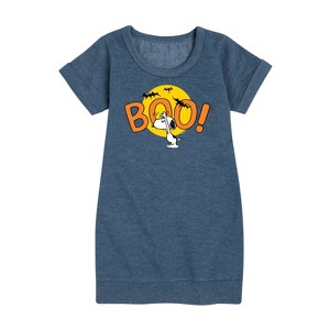 Girls' - Peanuts - Boo Snoopy Graphic Short Sleeve Fleece Dress - 1 of 4