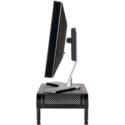 Black Adjustable Height Metal Monitor Stand with Powder Coated Finish