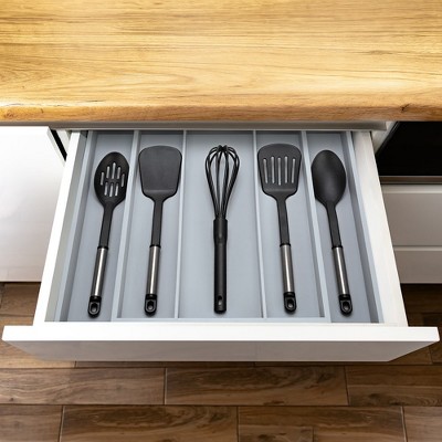 Royal Craft Wood Bamboo Kitchen Drawer Organizer (Gray, 5-slot)