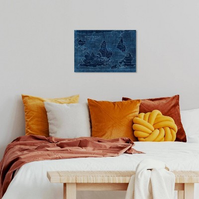 Wynwood Studio 24"x16" Upside Down Map of the World Wall Art: Modern Canvas, Horizontal Mixed Media, Unframed