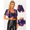 INSPIRE CHIC Women's Puff Short Sleeve Open Front Party Crop Sequin Shrugs - 2 of 4