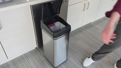 13 Gallon Brushed Stainless Steel Touchless Trash Can