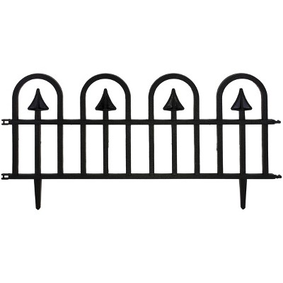 15.5" Deluxe Wrought Iron Fence Border - 10 Pc - Black - Emsco