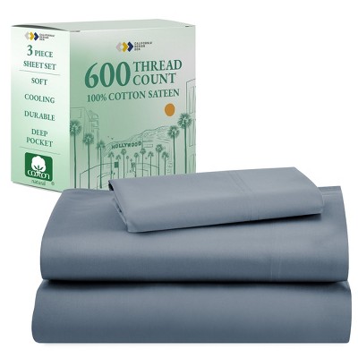 5-Star Luxury Sheet Set | 600 Thread Count 100% Cotton Sateen | Soft & Crisp Bed Sheets with Deep Pockets by California Design Den