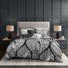 Gulches Multicolor Black Transitional Intricate Damask 200TC Cotton Sateen with Polyester Fill King Cal King 6 Piece Printed Duvet Cover Set Blanket - 4 of 4