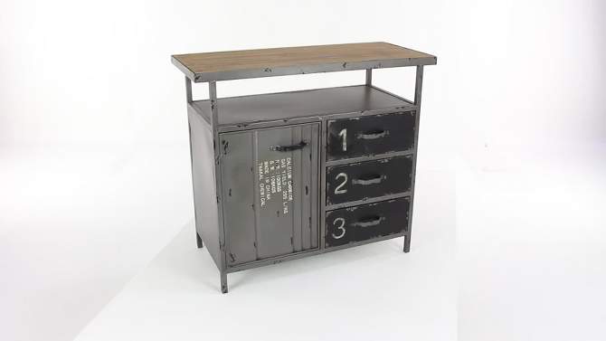 Metal Utility Cabinet with Wood Top Steel Gray - Olivia & May, 2 of 17, play video
