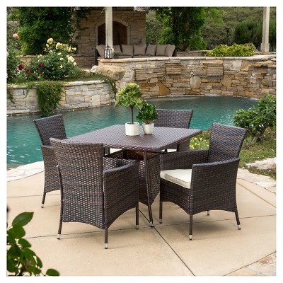 Danielle 5pc Wicker Patio Dining Set with Cushions - Multibrown - Christopher Knight Home