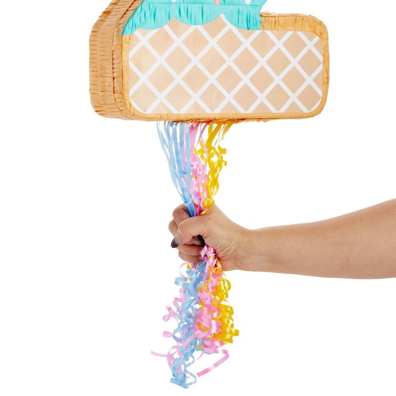 Blue Panda Pull String Number 2 Ice Cream Pinata for Two Sweet Birthday Decorations, 16.5 x 11.5 x 3 In, 3 of 9