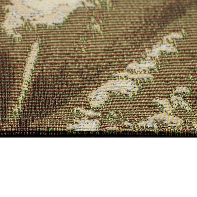 Ivory and Green Flat Woven Synthetic Palm Leaf Rug