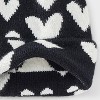 Girls' Knitted Heart Beanie Hat - Cat & Jack™ Black/White - 3 of 3