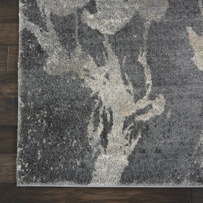 Beige and Grey Abstract Stain-Resistant Synthetic Area Rug