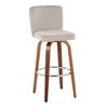 Henry 30" Contemporary Fixed-Height Swivel Barstool with Fabric and Wood Legs, Set of 2 - 2 of 4