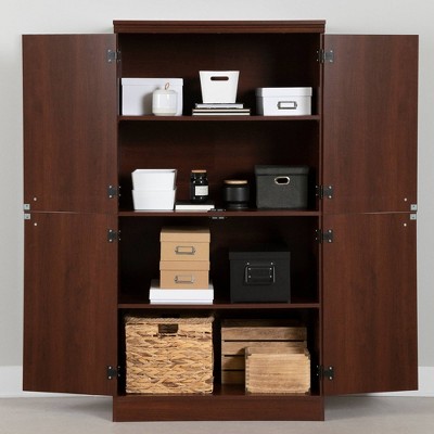 Royal Cherry 4-Door Adjustable Storage Cabinet with Black Metal Handles
