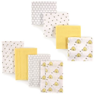 Hudson Baby Unisex Baby Cotton Flannel Burp Cloths and Receiving Blankets, 8-Piece, Bee, One Size - 1 of 1