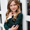 Hope & Henry Girls' Organic Long Sleeve Peter Pan Collar Ruffle Cuff Party Dress, Merry Pine Plaid, 7 - 3 of 4