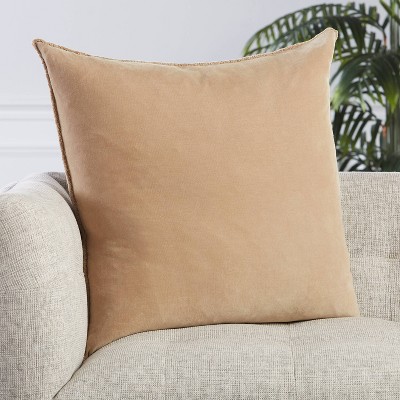 Nouveau Embroidered Bronze Round Throw Pillow with Fringe Edges