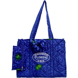 LA LEELA Women's Summer Water Resistant Pool Tote Bag with Matching Beachwear Holiday Sarong Wrap One Size Ethnic Blue - 1 of 4
