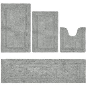 Lux Premium 100% Cotton Tufted Solid Reversible 4 Piece Bath Rug Set – Ultra-Soft, Water-Absorbent, Durable, Machine Washable Bathroom Rug - 1 of 4
