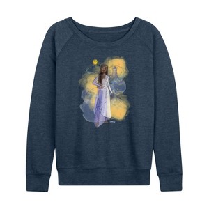 Women's - Disney - Asha Sketch In The Beginning Lightweight French Terry Wide Neck Long Sleeve Shirt - 1 of 4