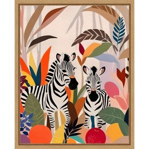 Amanti Art A Couple of Zebras by Uma Gokhale Framed Canvas Wall Art - 1 of 4