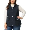 Agnes Orinda Women's Plus Size Utility Cargo Pockets Drawstring Waist Sleeveless Scrub Vests - 2 of 4