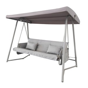 NicBex 3-Seat Outdoor Patio Swing Chair with Cushion and Adjustable Canopy for Patio Bedroom Porch Garden - 1 of 4