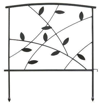 Modern Black Steel Leaves and Vines Garden Fence Panels Set