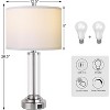 ROTTOGOON 22" Modern Resin Table Lamp Set Touch Control USB-C & USB-A Charging 3-Way Dimmable Cream Fabric Shade LED Bulbs 2-Pack - 3 of 4