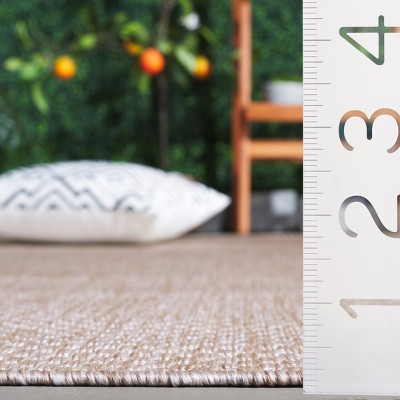 Beige Solid Stain-Resistant Indoor/Outdoor Area Rug 5'3" x 7'6"