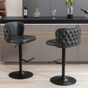PU Bar Stools Set of 2 with Adjustable Height, 360¡ã Swivel, Full Tufted Back, and Ergonomic Seat for Home, Pub, or Kitchen Island - 1 of 4
