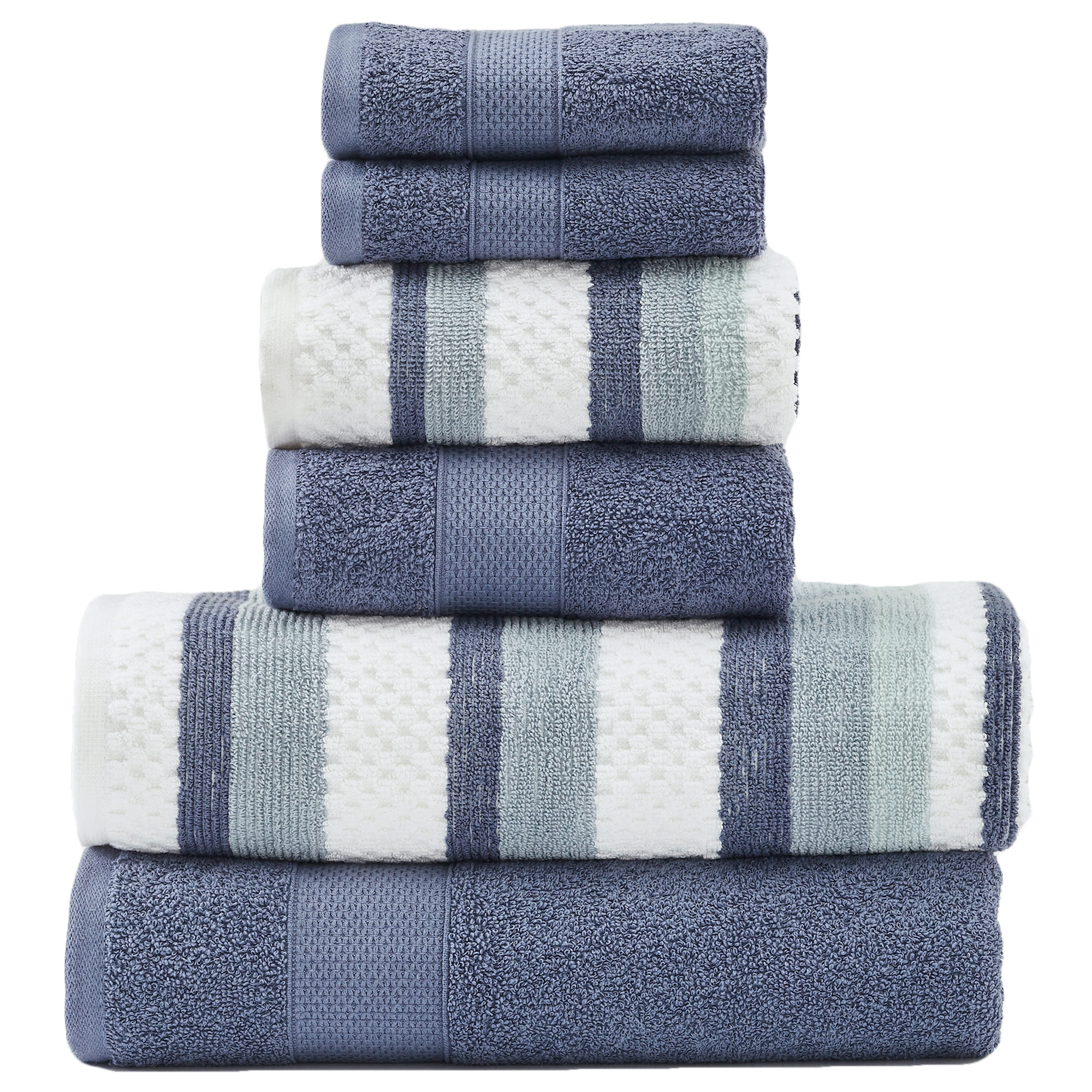 Modern Threads Pax 100% Cotton 6-pc Jacquard Towel Set, Denim