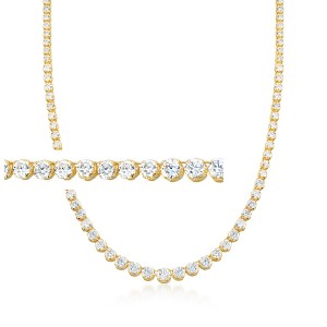 Ross-Simons 20.00 ct. t.w. Graduated CZ Tennis Necklace in 14kt Gold Over Sterling - 1 of 4