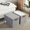 Aoibox Large Collapsible Storage Bins with Lids Stackable Closet Organizers Removable Labels PU Handles Gray 3 Pack - 2 of 4