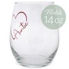 Elanze Designs Auntie Heart Outline 14 Ounce Red Stemless Wine Glass Tumbler - 2 of 2